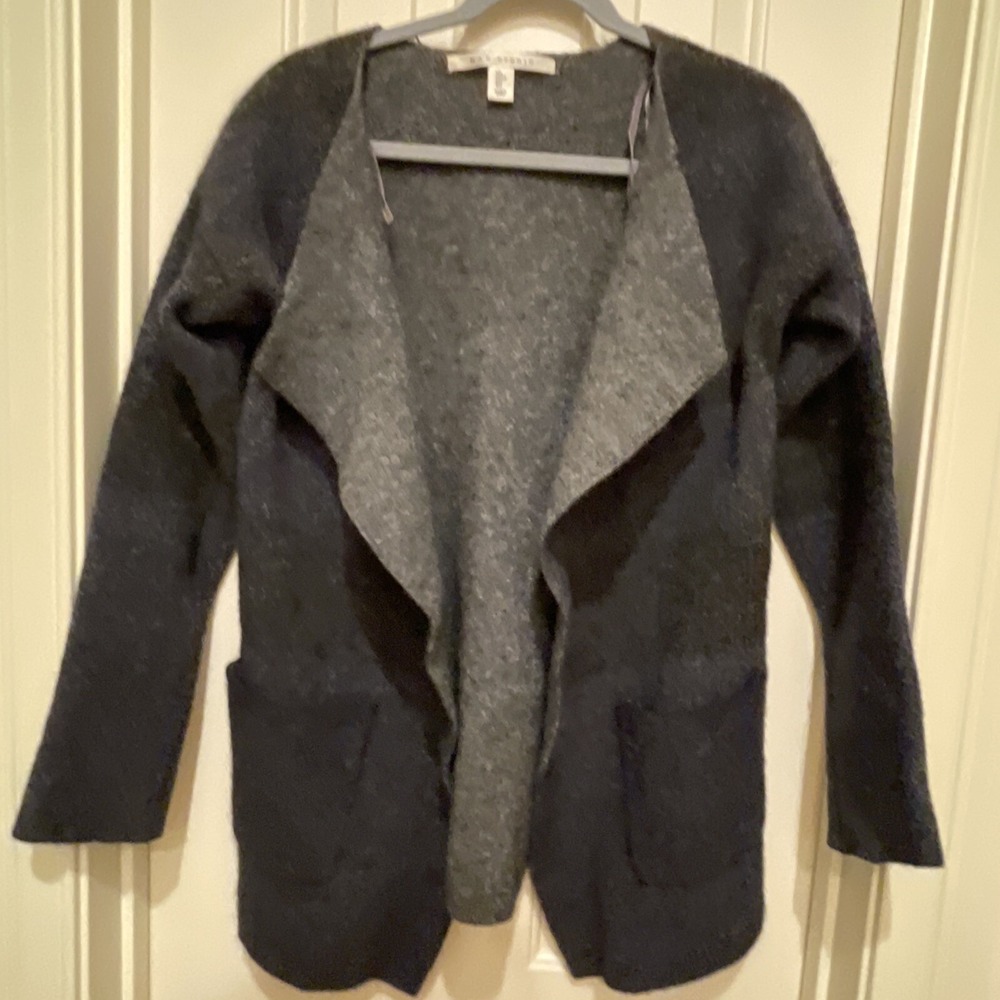 Max Studio Sweater Cardigan Sz L Wool Yak Hair Nordic Warm Gray Black